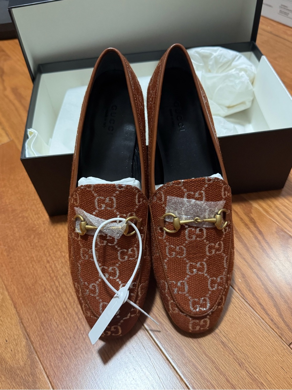 Gucci Rust Brown GG Canvas Horsebit Loafers